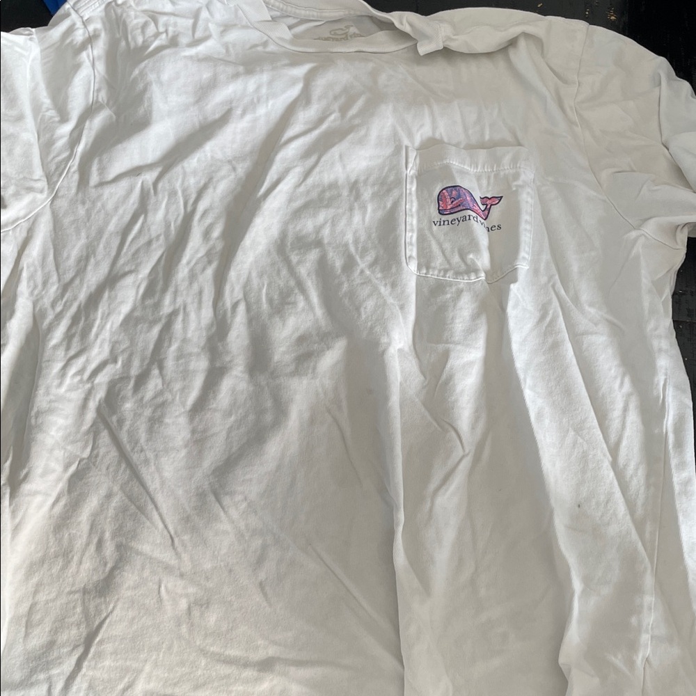 Vineyard Vines White Tee with Pink Logo